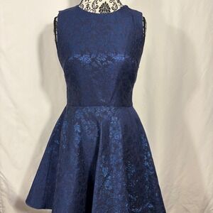 Rent The Runway Love by Theia Brocade Fit and Flare Open Back Dress